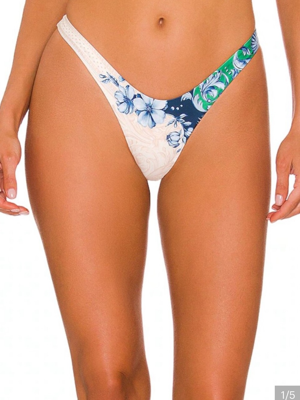 Revolve by Aqua Bendita NWT Avy Bikini Bottom Medium Large Creme Blue